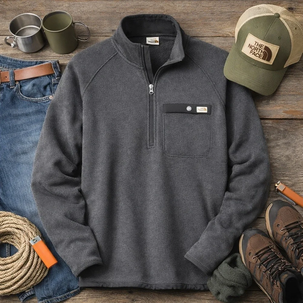 The North Face | Gray 1/4 Zip Fleece Pullover | XL